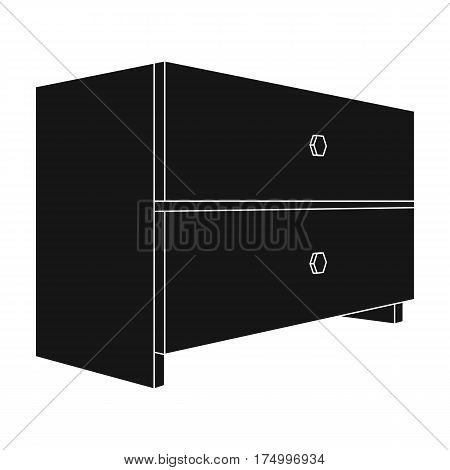 White bedside table with two drawers.Room accessories for all sorts of things.Bedroom furniture single icon in black style vector symbol stock web illustration.