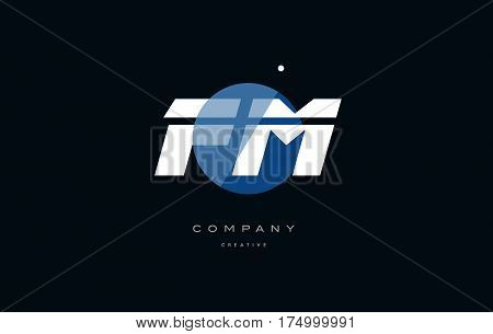 Fm F M  Blue White Circle Big Font Alphabet Company Letter Logo