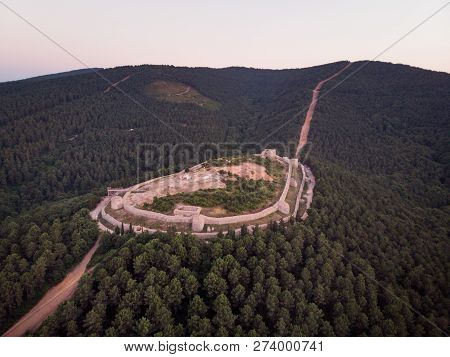 Aerial Drone View Of Aydos Castle In Sultanbeyli / Istanbul