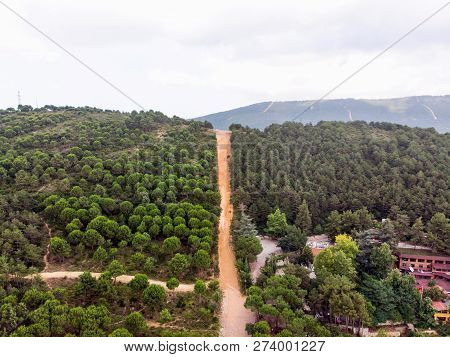 Aerial Drone View Of Ugur Mumcu Aydos Forest In Istanbul / Kartal