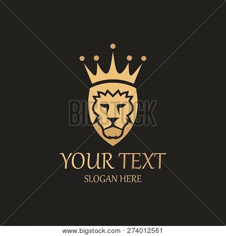 Lion Shield Logo Design Template. Vector Illustration