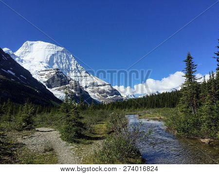 A Path Leading To The Beautiful Mount Robson Glacier Along The Berg Lake Trail, In Mount Robson Prov
