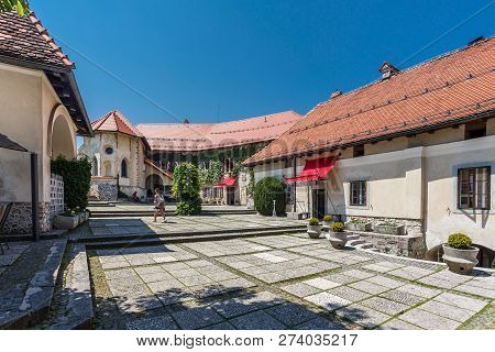Bled, Slovenia - July 02, 2015: Bled Castle (blejski Grad) In Bled.