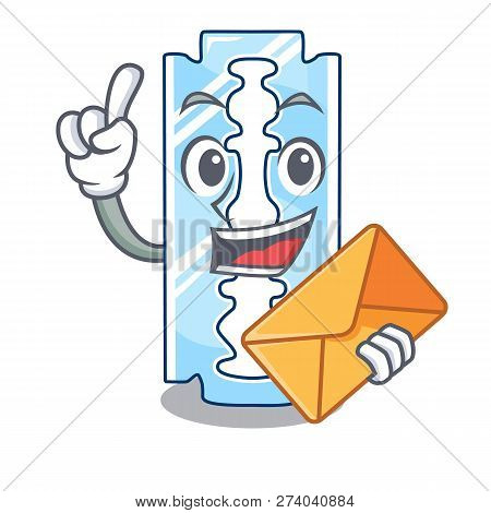 With Envelope Razor Blade A On Shape Cartoon