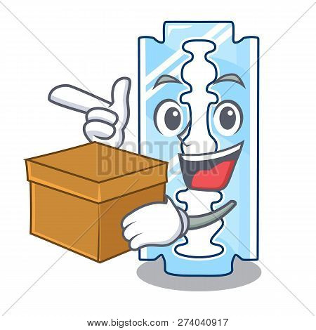 With Box Razor Blade A On Shape Cartoon
