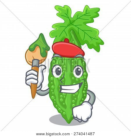 Artist Bitter Melon Isolated On A Mascot
