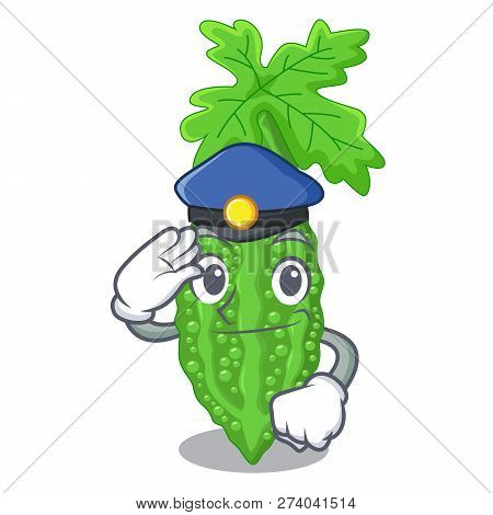 Police Bitter Melon Isolated On A Mascot