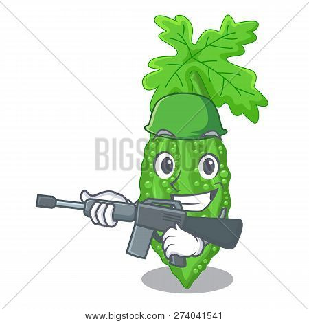 Army Bitter Melon Isolated On A Mascot