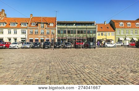 Koge, Denmark - September 25, 2018 - Well-preserved Old Houses In The Center Of Koge.