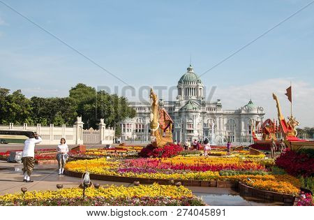 Bangkok, Thailand - December 15, 2018 : People Visit The Royal Winter Festival (un Ai Rak 2), Ananta