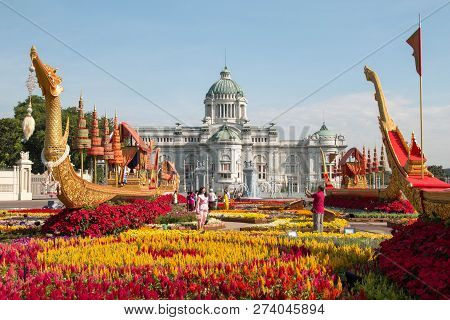Bangkok, Thailand - December 15, 2018 : People Visit The Royal Winter Festival (un Ai Rak 2), Ananta