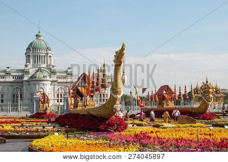 Bangkok, Thailand - December 15, 2018 : People Visit The Royal Winter Festival (un Ai Rak 2), Ananta