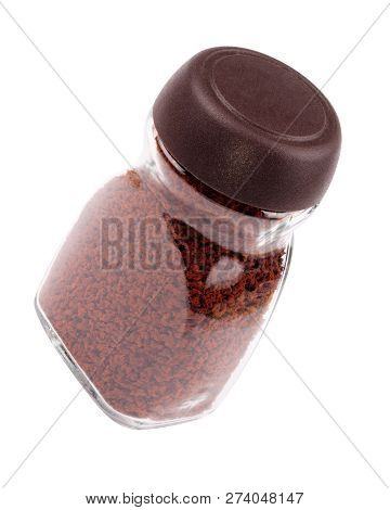 Jar Of Instant Coffee Isolated At Dry Sunny Summer Day
