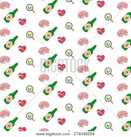 Headache Migraine Logo Human Brain Cracks Red Heartbreak Broken Heart Microorganism Viruses Bacteria