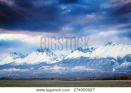 Lomnicky Stit Hill In Tatra Mountains Winter Landscape