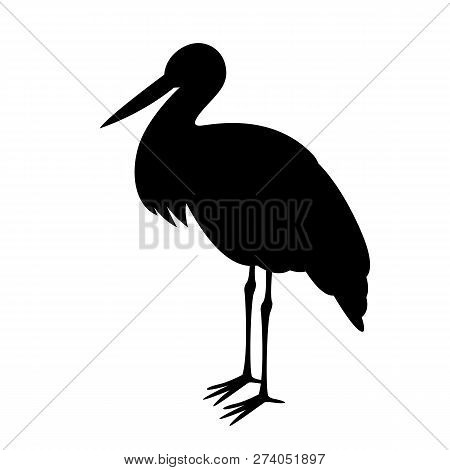 Stork Stends, Vector Illustration ,  Black Silhouette ,profile View