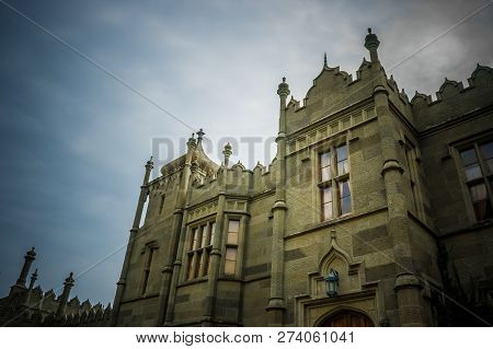 Facade Of Vorontsov Palace In Crimea, Closeup.