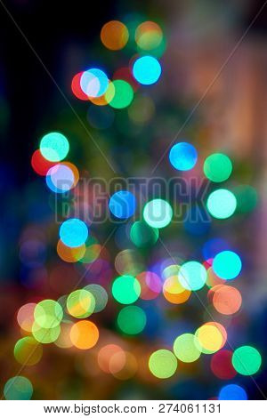 New Year Tree With Blurred Bokeh Background