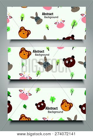 Hand Draw Trees And Animal  Vector Banner,seamless Vector Pattern With Trees,esp10