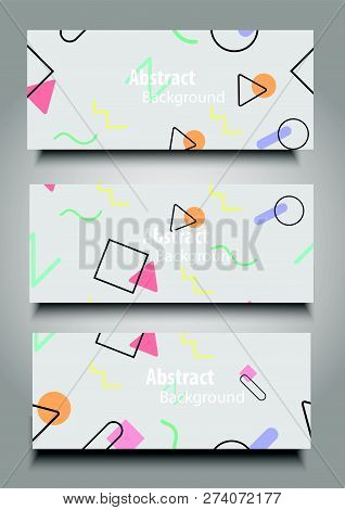 Seamless  Pattern Banner With Geometric Elements In Memphis Style,with Pastal Color Style,esp10