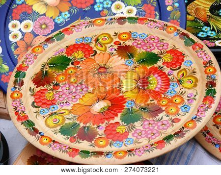Products Petrikov Painting On Sorochintsy Fair Village Dikanka Poltava Region Of Ukraine 20.08.2011