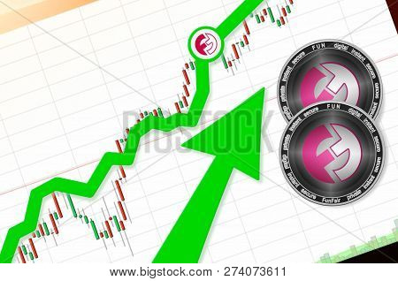 Funfair (fun) Index Rating Go Up On Exchange Market; Cryptocurrency Chart On Tablet Pc (smartphone) 