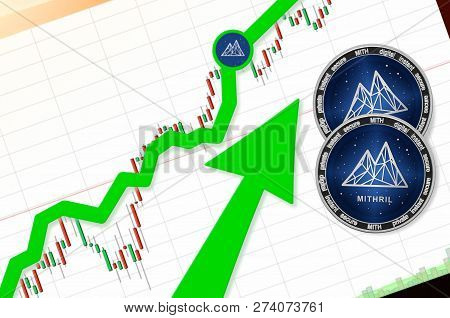 Mithril (mith) Index Rating Go Up On Exchange Market; Cryptocurrency Chart On Tablet Pc (smartphone)