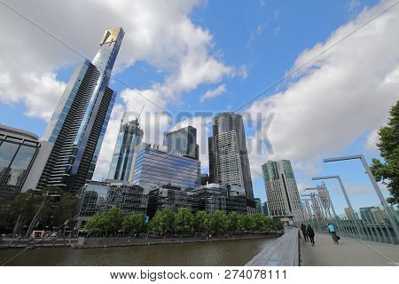 Melbourne Australia - November 28, 2018: Southbank Cityscape Melbourne Australia