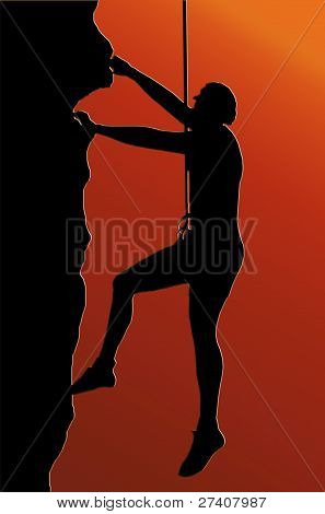 Sunset Back Abseiling Man