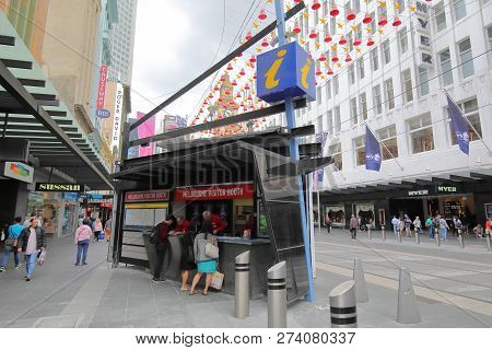 Melbourne Australia - November 28, 2018: Unidentified People Visit Tourist Information Centre Bourke