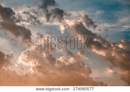 Dramatic Sky With Stormy Clouds At Sunset