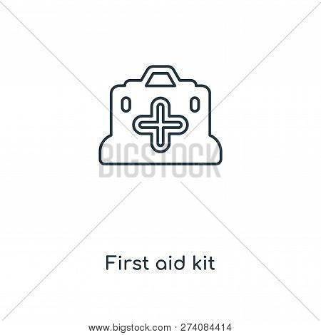 First Aid Kit Icon In Trendy Design Style. First Aid Kit Icon Isolated On White Background. First Ai
