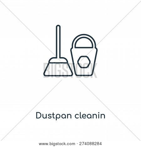 Dustpan Cleanin Icon In Trendy Design Style. Dustpan Cleanin Icon Isolated On White Background. Dust