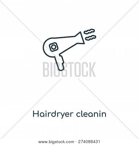 Hairdryer Cleanin Icon In Trendy Design Style. Hairdryer Cleanin Icon Isolated On White Background. 