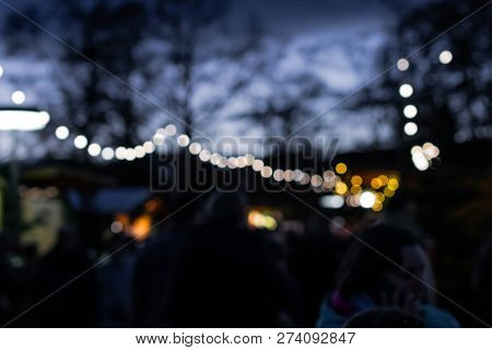 Blurry Christmas Lights On An Evening. Lightchain, Bright, Xmas, Mood;