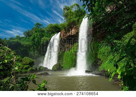 Dos Hermanas (two Sisters) Site At Iguazu Falls On Border Between Argentina And Brazil