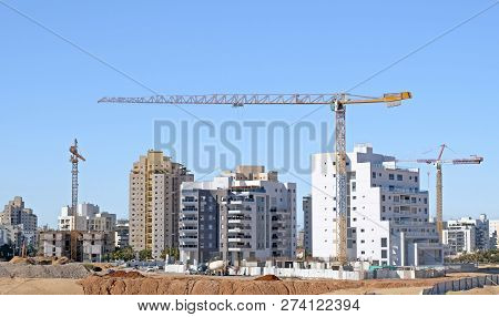 Building Yard Of Housing Construction Of Houses In A New Area Of The City Holon In Israel