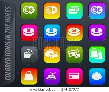 E-commers Vector Colored Icons In The Holes Easily Adapt To Any Background