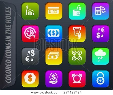 E-commers Vector Colored Icons In The Holes Easily Adapt To Any Background