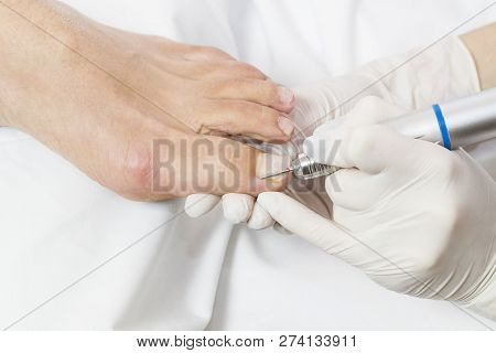 Process Of Pedicure At Beauty Salon Close Up