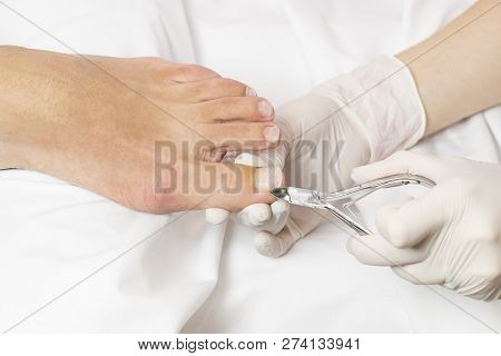 Process Of Pedicure At Beauty Salon Close Up