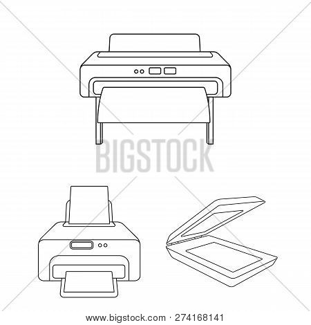 Vector Design Of Printer And Plotter Sign. Set Of Printer And Machine Stock Symbol For Web.