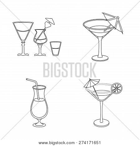 Isolated Object Of Cocktail And Menu Icon. Set Of Cocktail And Margarita Stock Vector Illustration.