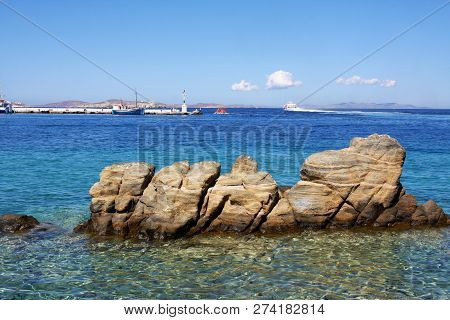 A View Of The Pristine Water Of Mykonos, Greece
