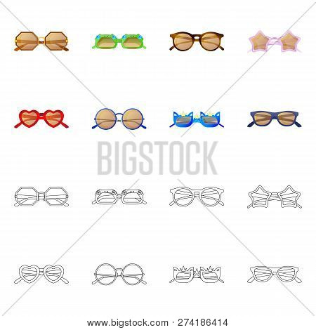 Vector Illustration Of Glasses And Sunglasses Icon. Set Of Glasses And Accessory Stock Vector Illust