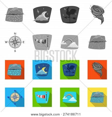 Vector Illustration Of Weather And Climate Icon. Set Of Weather And Cloud Vector Icon For Stock.