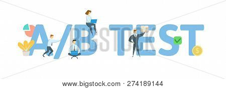 Ab Split Test Choice. Concept With Keywords, Letters, And Icons. Flat Vector Illustration. Isolated 