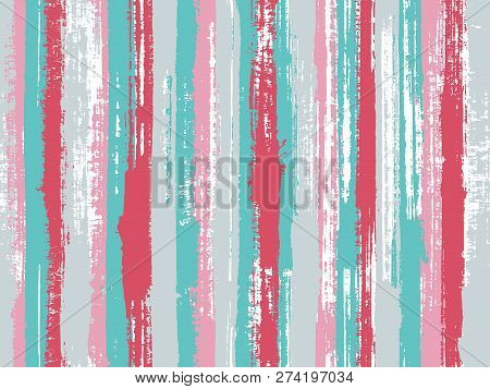 Watercolor Strips Seamless Vector Background. Distress Texture Ornament Sample Swatch. Sloopy Gouach