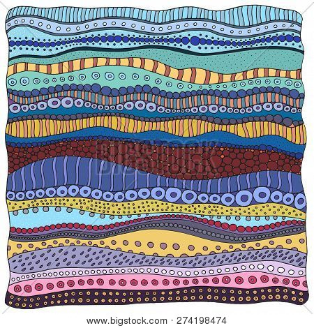 Tribal Background With Doodle Waves. Hand Drawn Design Element For Card, Flyer, Poster, Creative Inv