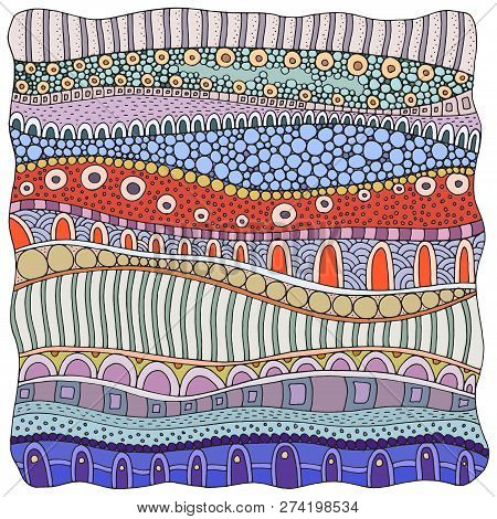 Tribal Background With Doodle Waves. Hand Drawn Design Element For Card, Flyer, Poster, Creative Inv